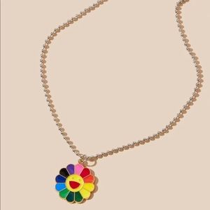 Rainbow Sunflower Pendant Necklace NEW!